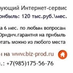 Продаётся действующий Интернет-сервис с прибылью 120 тыс.руб..