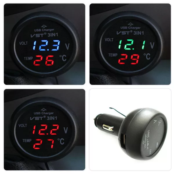 Термометр + вольтметр в авто прикуриватель 2