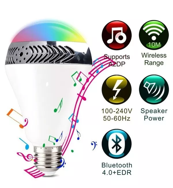 LED лампа с Bluetooth динамиком,  RGB подсветкой 2