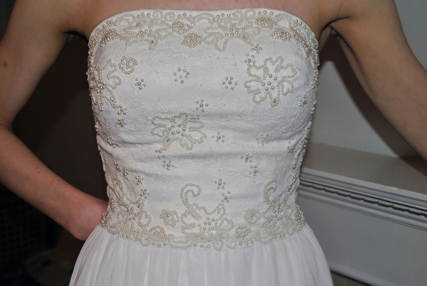 Шифоновое свадебное платье со шлейфом 3