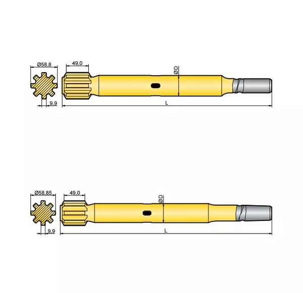 Хвостовик аналог Sandvik/Tamrock  HL 500,  HL 500 S,  HL 550 S,  HL 560 S