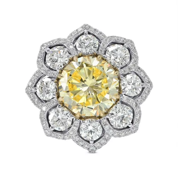 Кольцо с натуральным желтым бриллиантом 4.49 карата 2